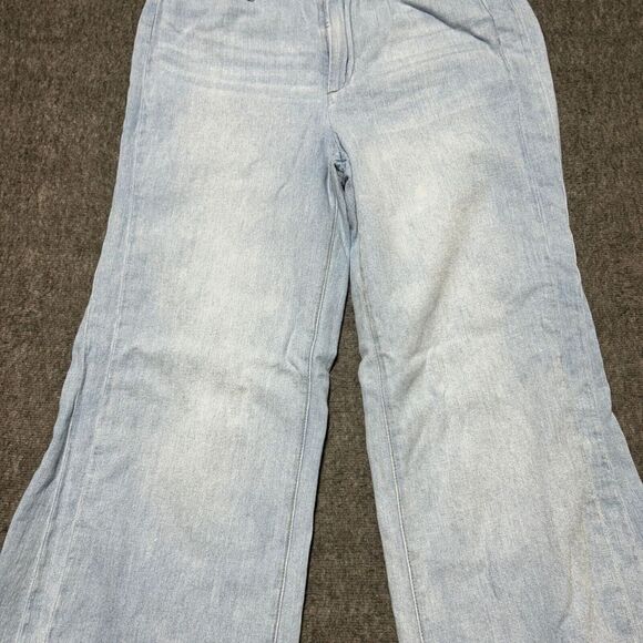 Pilcro And The Letterpress Wide Leg Pants Light Wash Size 27 Blue Cotton Linen - Picture 4 of 13